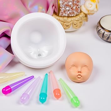 Silicone Molds for Candle Making Resin Chocolate Mold Dolls Head Face Mould, Silicone Baby Face Baby Head Moulds Handmade Candle Mold Soap Making Molds Clay Molds Resin Mold Silicone Mold