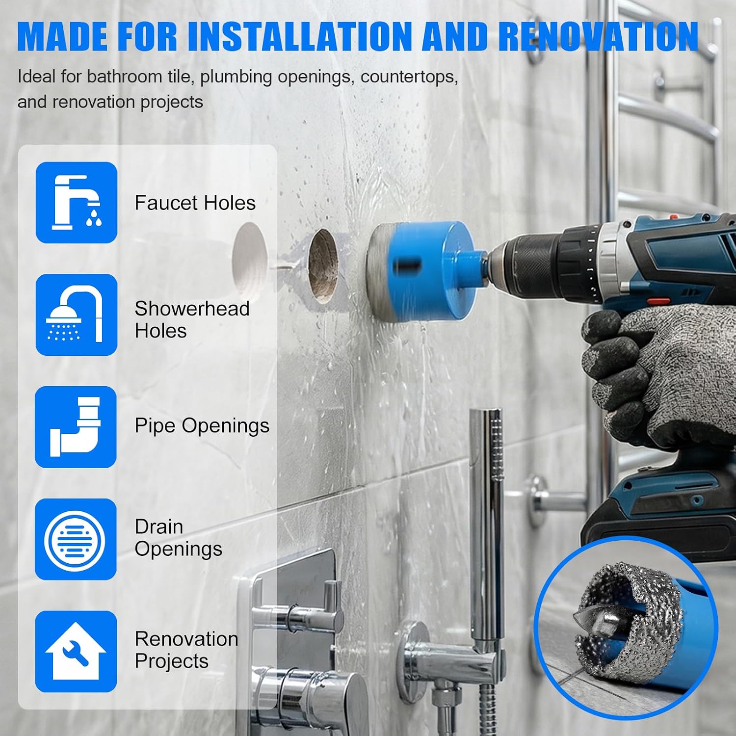 1-5/8 Inch Vacuum Brazed Diamond Hole Saw with Pilot Bit