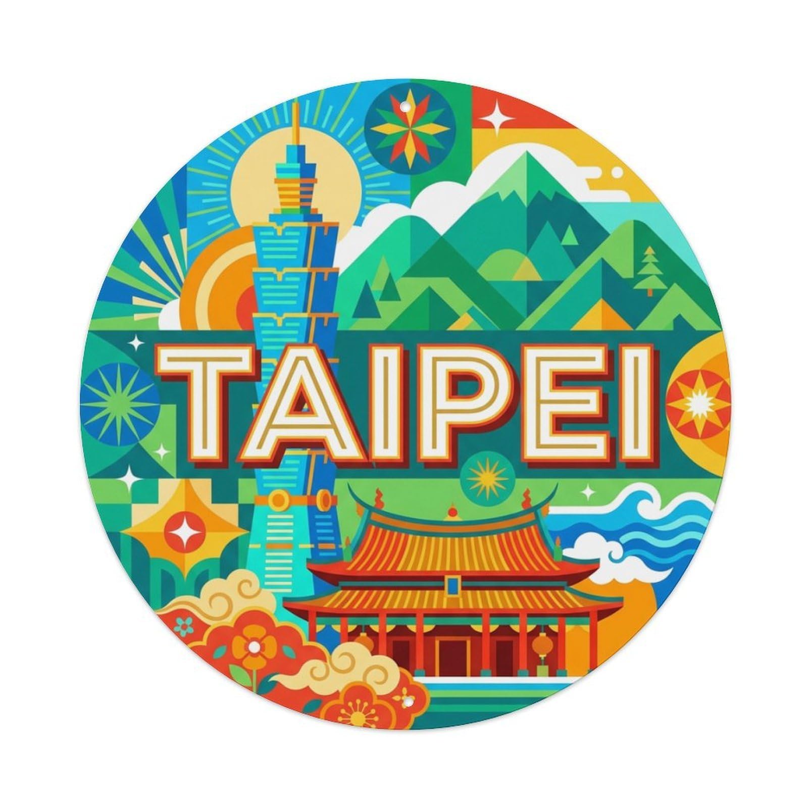 Vintage Travel Taiwan Taipei Metal Tin Sign