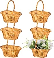 DORMIYA 6 Pack Small Wicker Picnic Baskets - 9" Willow Woven Oval Flower Girl Baskets with Handles for Weddings, Showers, Home Decor