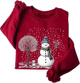 Christmas Snowman Sweatshirt Funny Snowman Sweatshirt Xmas Sweatshirt Red