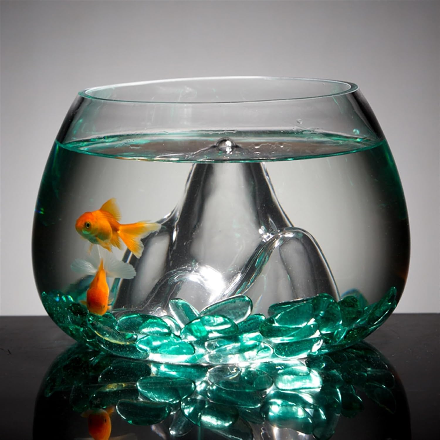 Fish Bowl Creative Desktop Glass Aquarium Tank with Raised Mountain Peak Modeling Decorative Living Room Transparent Glass Aquarium Aquarium Decorative Ornaments for Home Use Aquariums(21x30x19cm)
