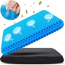 Large Gel Seat Cushion for Long Sitting (Large &amp; Thick), Soft &amp; Breathable, Gel Cushion for Wheelchair Reduce Sweat, Chair Cushion for Office Chair (Black Cover)