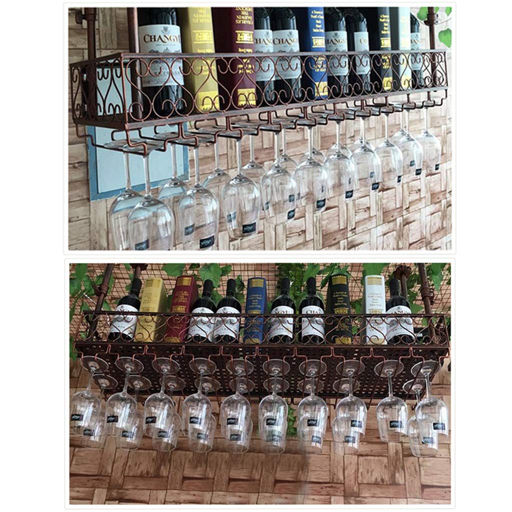 Weinregale für Zuhause/Bar, Retro-Stil, zum Aufhängen aus Metall, mit Glashalter, Kelch, Weinflaschenhalter für Küche, Bar, Schrank, Organisation, Decken-Weinregal, Organizer, Heim