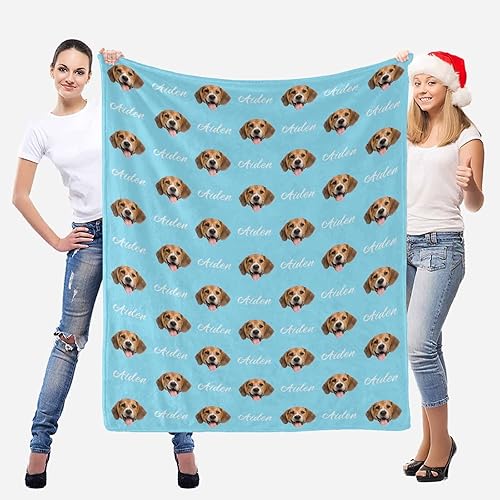 Miniatura 3 de Manta personalizada con nombre de foto de perro, mantas personalizadas para amantes de mascotas y perros, manta personalizada con mis propias fotos,