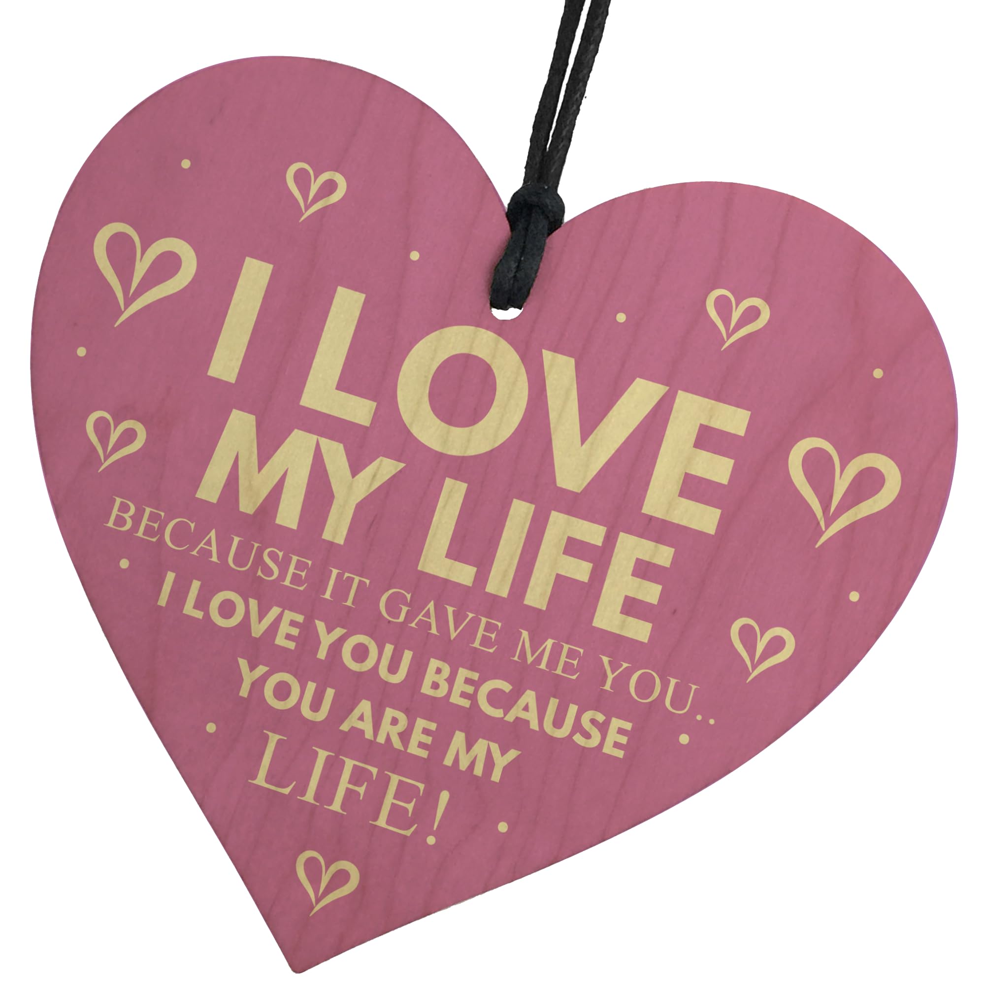 Red Ocean Anniversary Valentines Day Gift Love My Life Wooden Heart I Love You Gift Plaque Husband Wife Gifts