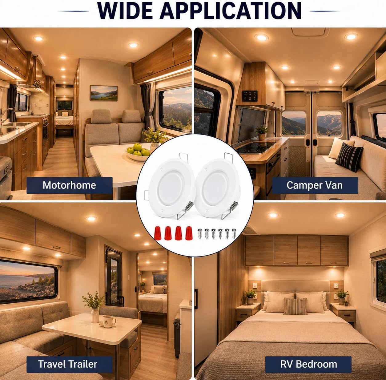 RV Recessed Ceiling Light, 3Inch RV Puck Light 12V, 400LM RV Light Interior, Camper Light Fixture for RV Motorhome Caravan Trailer Boat