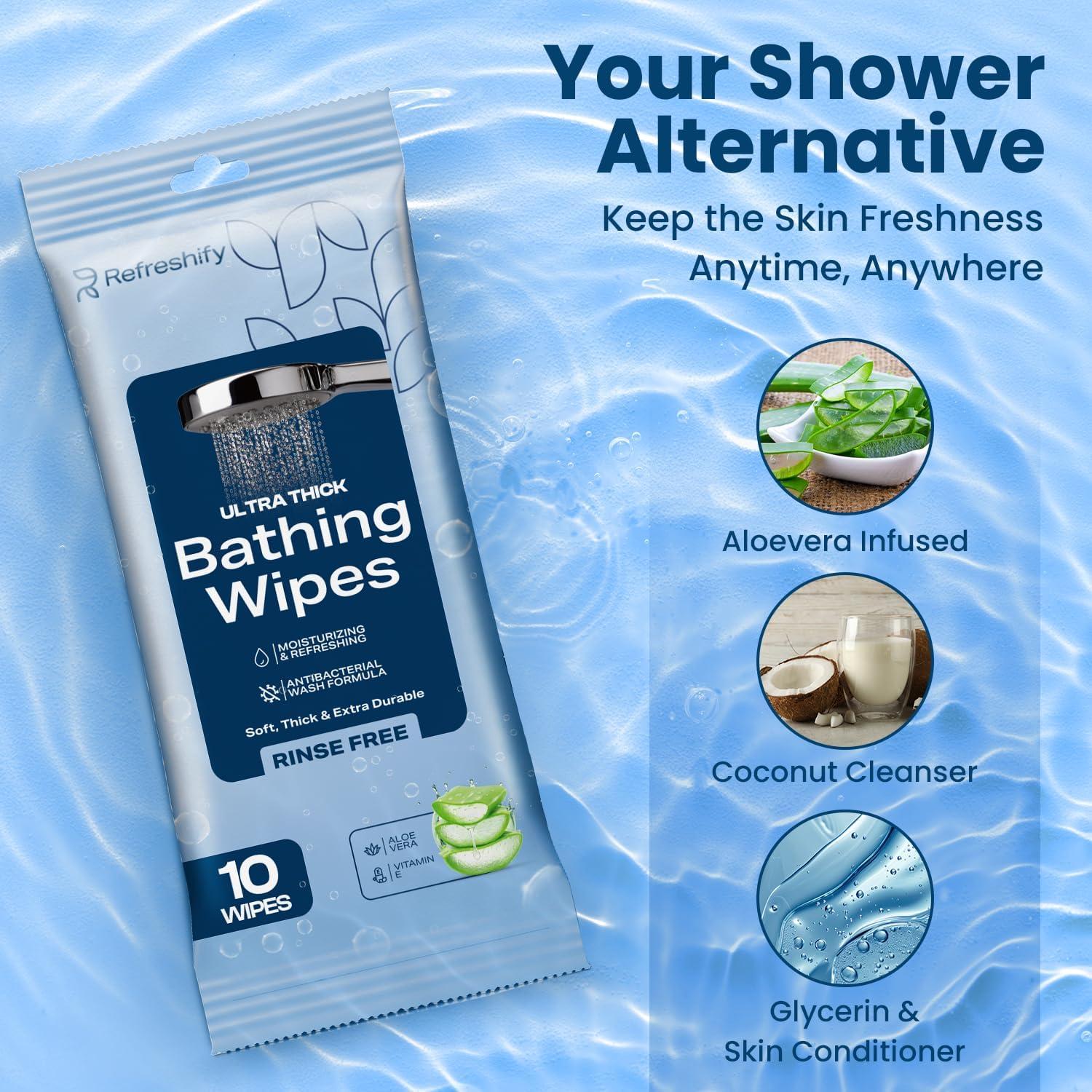 Extra Thick Bath Wipes, Fresh Bathing Wipes | Shower & Bath Alternative | Body Wipe for Adults Bathing No Rinse | Microwavable with Aloe & Vitamin E | 10 Packs - 100 Ct - Image 6