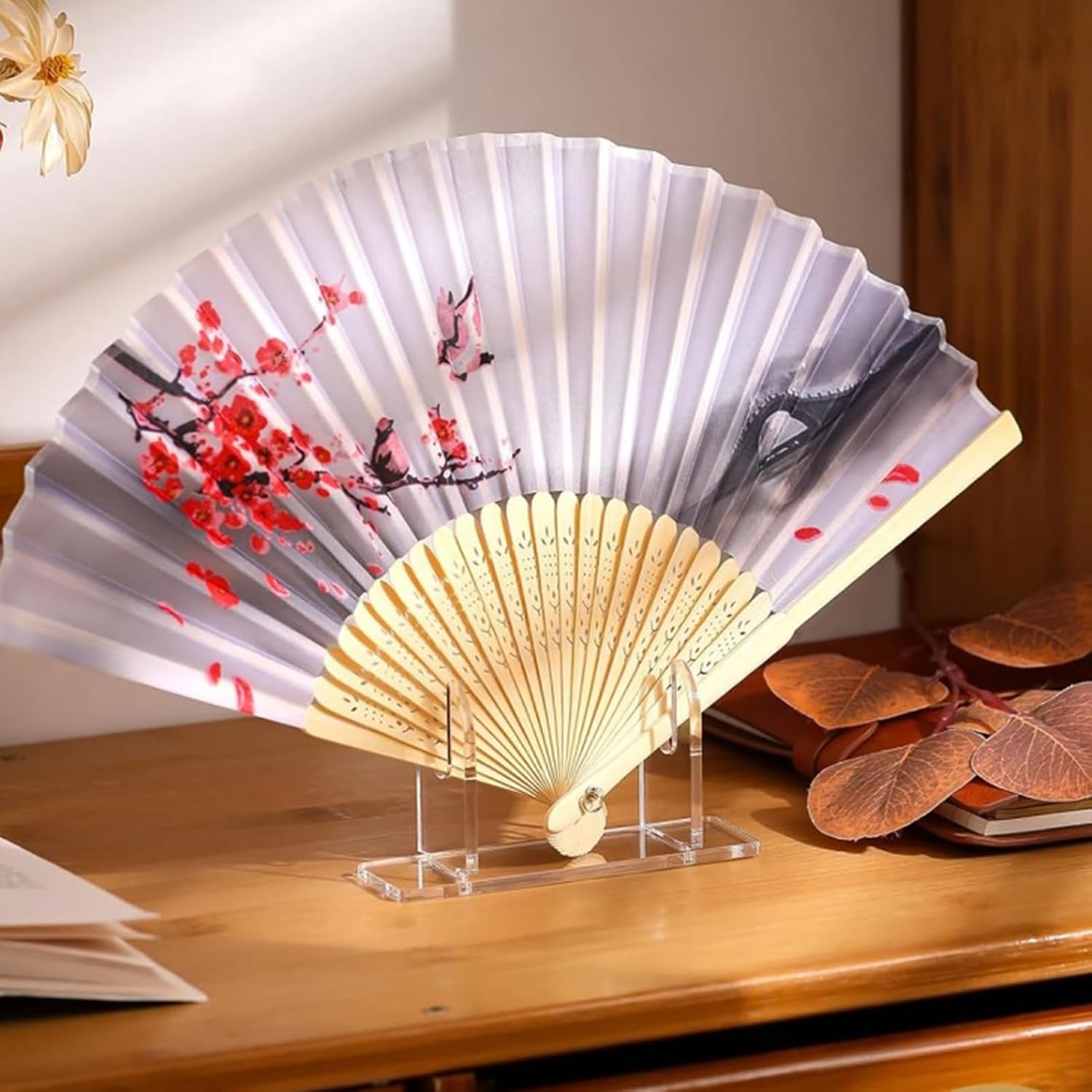 Folding Clear Fan Holder Transparent Acrylic Storage Shelf for Foldable Fan image 4
