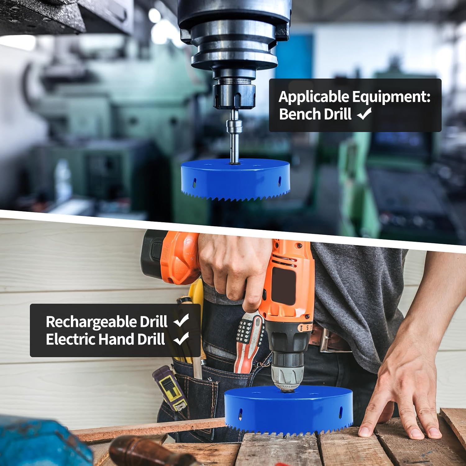 LC LICTOP 7.9インチ ホールソー バイメタル コーンホールカッター 高耐久 HSS ブレードドリルビット シーリングライ