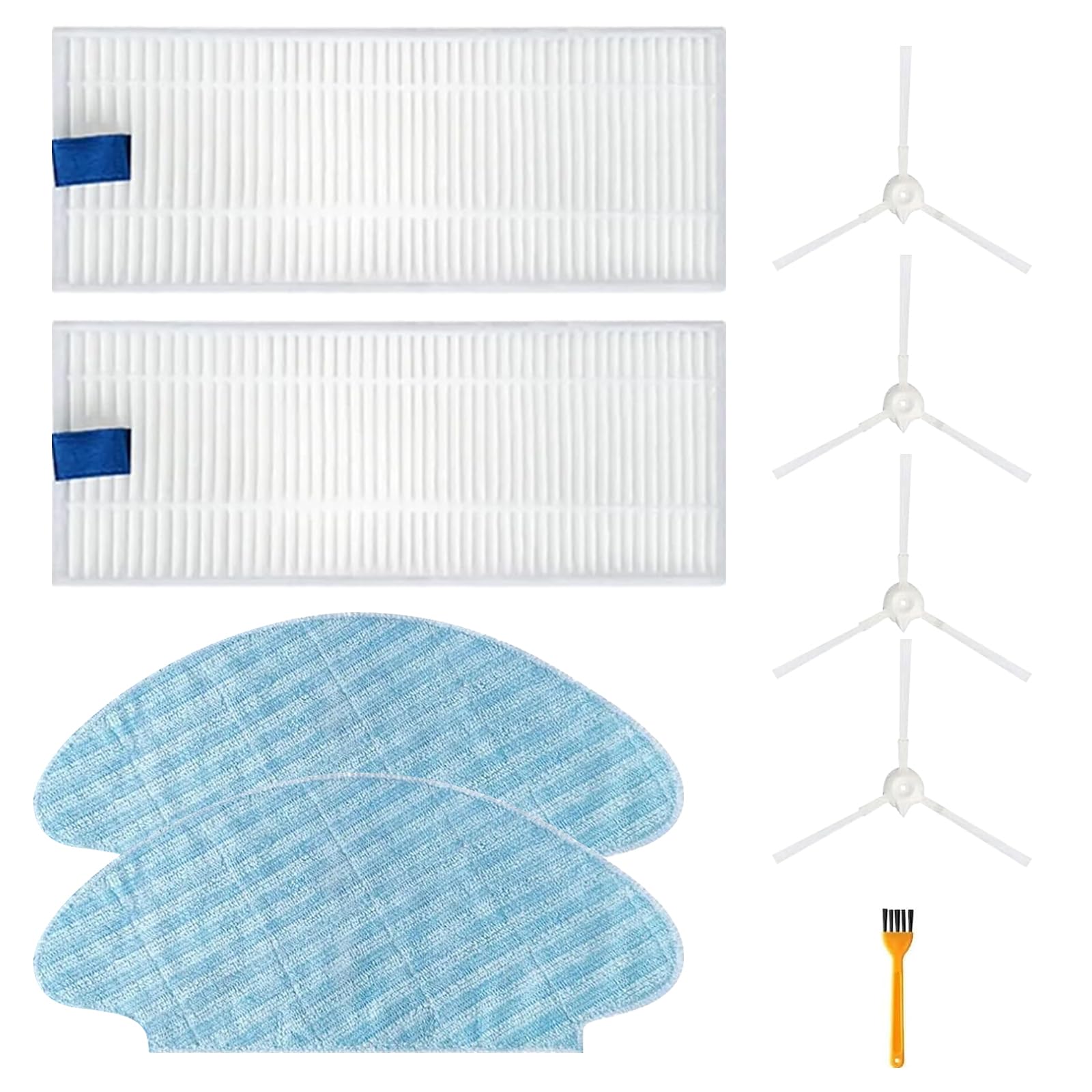 FixbetterAccessory Kit for Rowenta Explorer 20/40/45/50 Series RG687/RR682/RRR688/isweep x3 Robot Vacuum Replacement Parts, 2 Filters, 2 Mop Pads, 4 Side Brushes, 1 Cleaning Brush