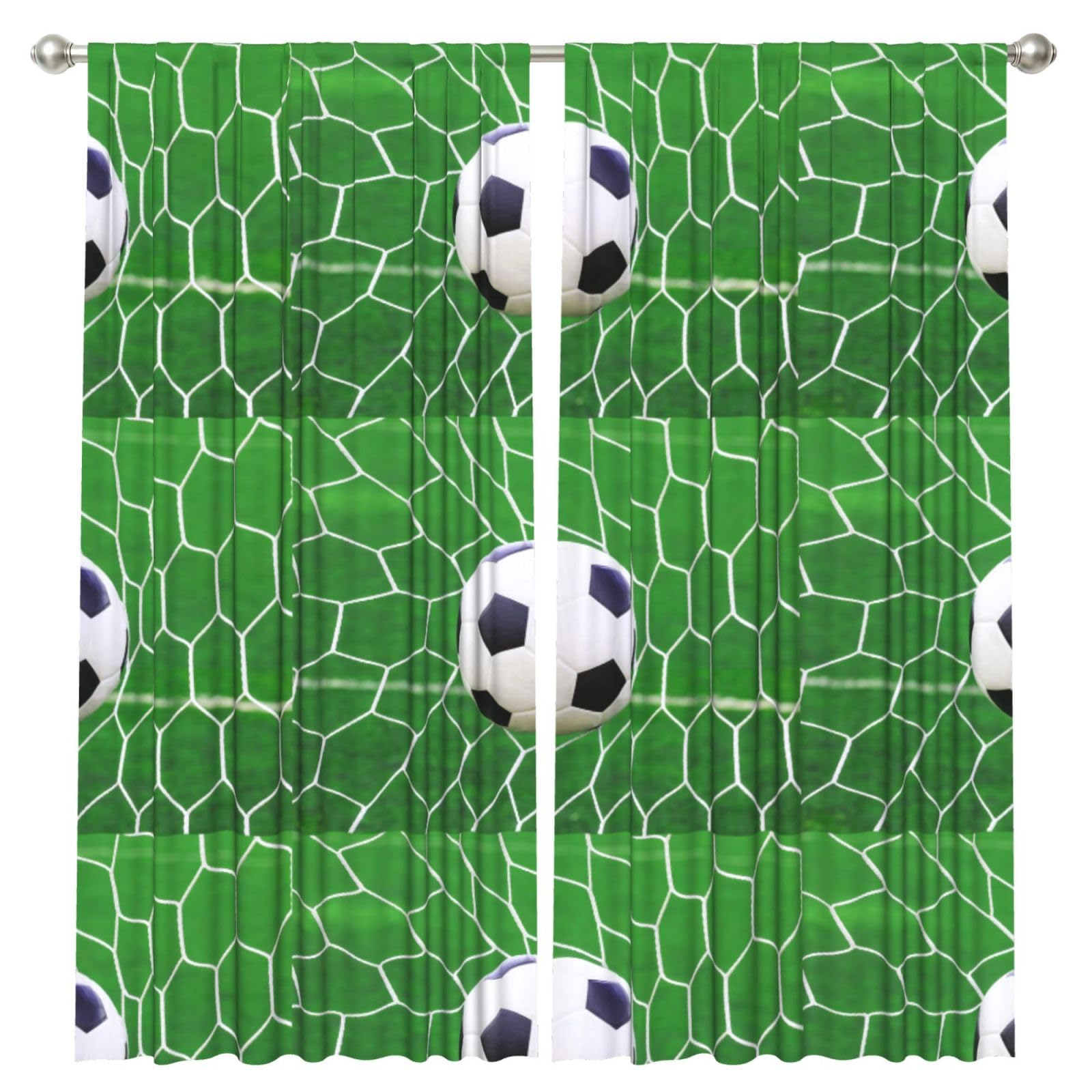 InOmak Sport Football Soccer, 2 Panels Window Curtains 52 x 84 Inch Blackout Curtains for Living Room Bedroom