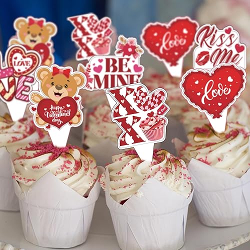 Miniatura 3 de 24 piezas de decoración para cupcakes con temática del día de San Valentín