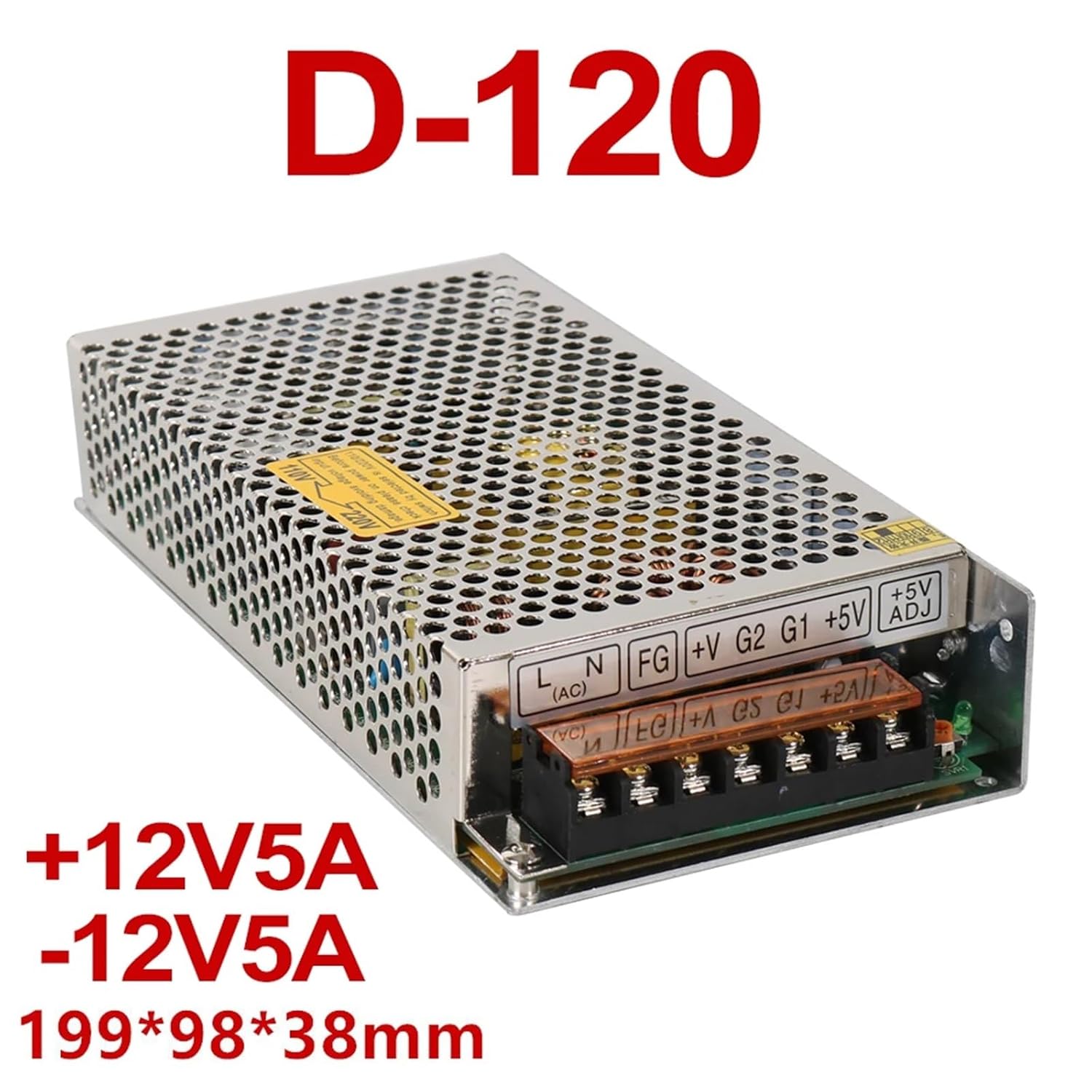 120W Dual Output Power Supply 100-240VAC D-120A 120B 120C 5V 12V +5V 24V +12V-12V +15-15V +24V-24V Industrial Machine Tool SMPS(D-120 12V5A -12V5A)