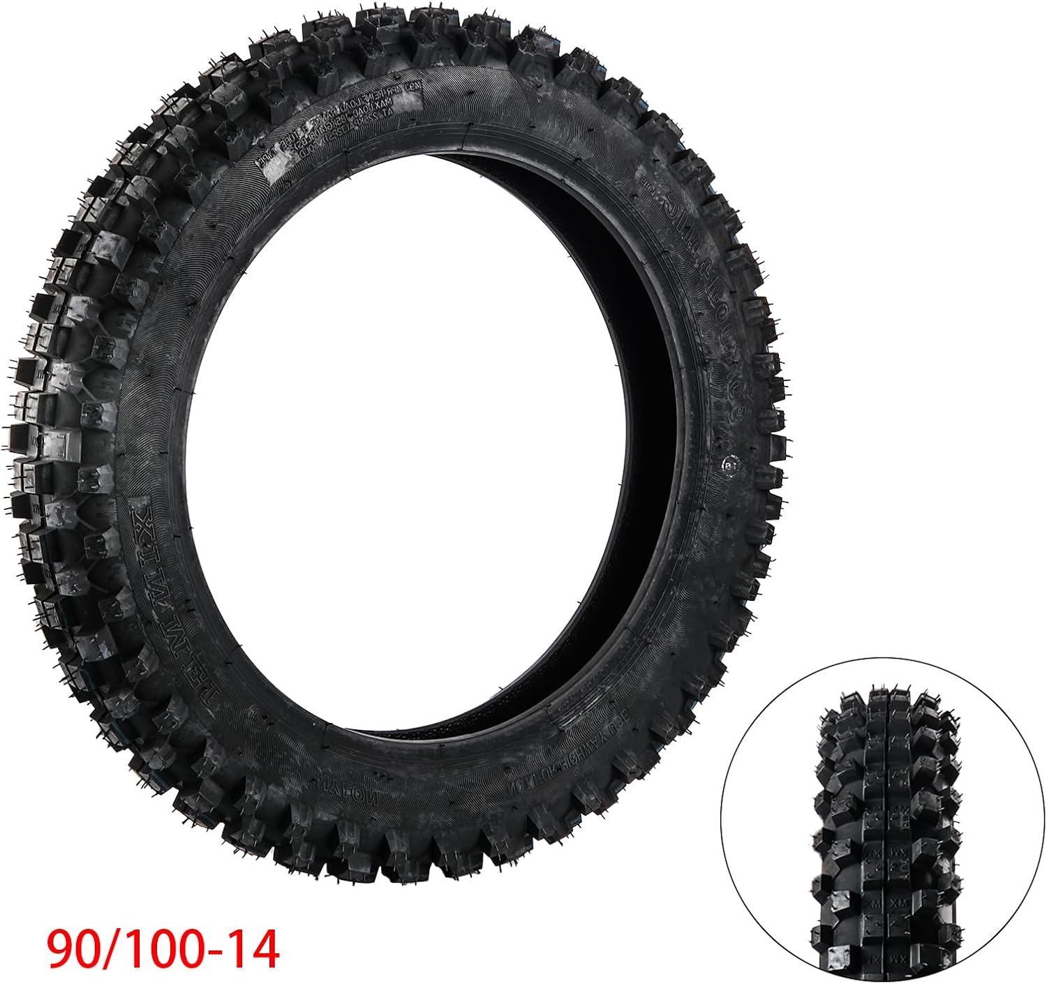 Rear Tire 90/100-14, 3.00-14" Inner Tube for 125cc 140cc 150cc Coolster TaoTao Apollo RFZX18 CRF80R KLX125 KLX140 RM80 YZ80 YZ85 TTR125 Coolster Pit Dirt Bike Off Road Motocross Heavy Duty