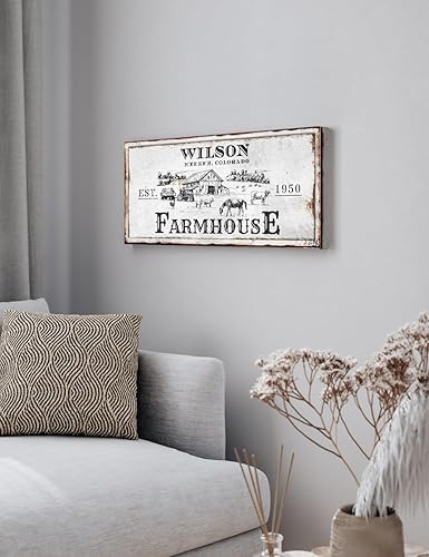 Miniatura 3 de DECORARTS - Arte de pared personalizado con letrero de granja, lienzo rústico con escena de granero para decoración del hogar o entrada, 24 x 12