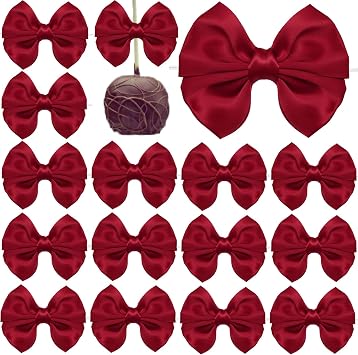 Red Satin Ribbon Twist Tie Bows 30pcs 3.5" Elegant Small Premade Bows for Gift Wrapping, Crafts, Treat Bags, Candy Apple, Cake Pops, Party Decor, Baby Shower, Wedding Decor Red