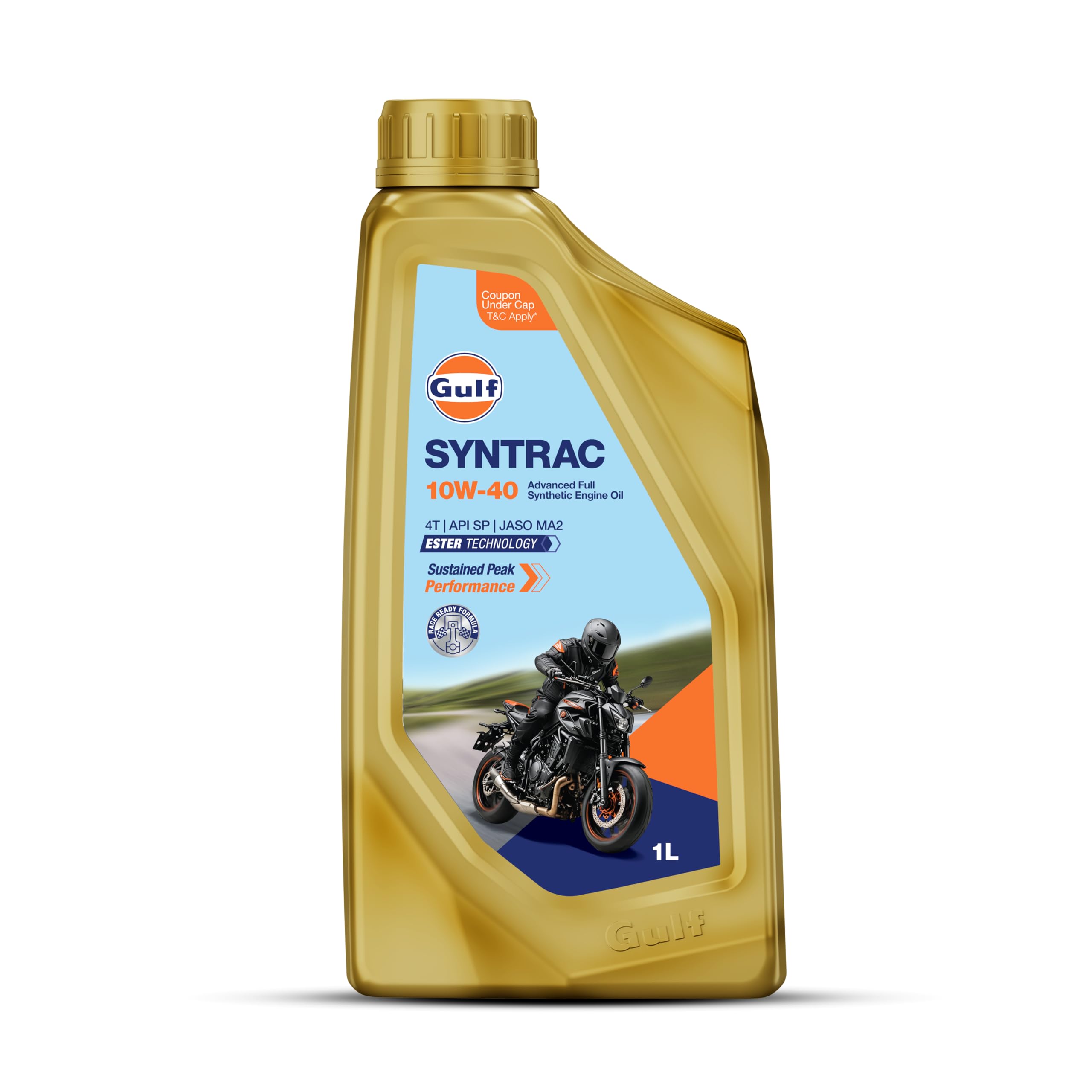 SYNTRAC 10W-40 4T API SP, JASO MA2 | Ester Technology | 2 Wheeler Bike Advanced 100% Full-Synthetic Engine Oil [1 L] - Pack of 1