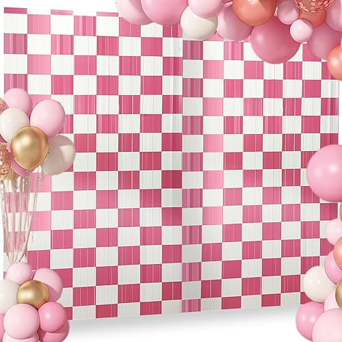 Miniatura 10 de 3 Pack de Telones de Fondo Ajedrez en Blanco y Negro, Decoraciones de Cumpleaños con Flecos Metálicos para Carreras de Coches, Decoración para negro