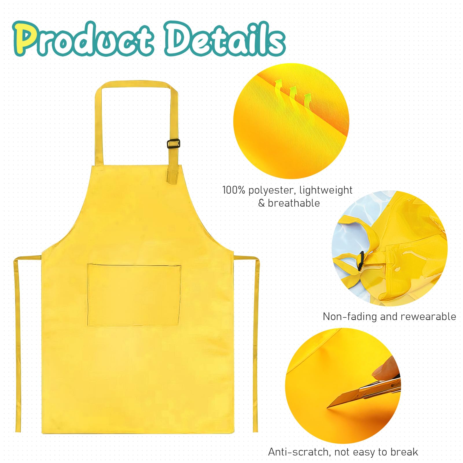 MALLOOM 20 grembiuli per bambini, grembiule da cucina regolabile con 2 tasche, grembiuli da cucina per bambini, set di grembiuli da cucina, cucina, cucina, pittura, cottura, cottura, ragazzi e ragazze