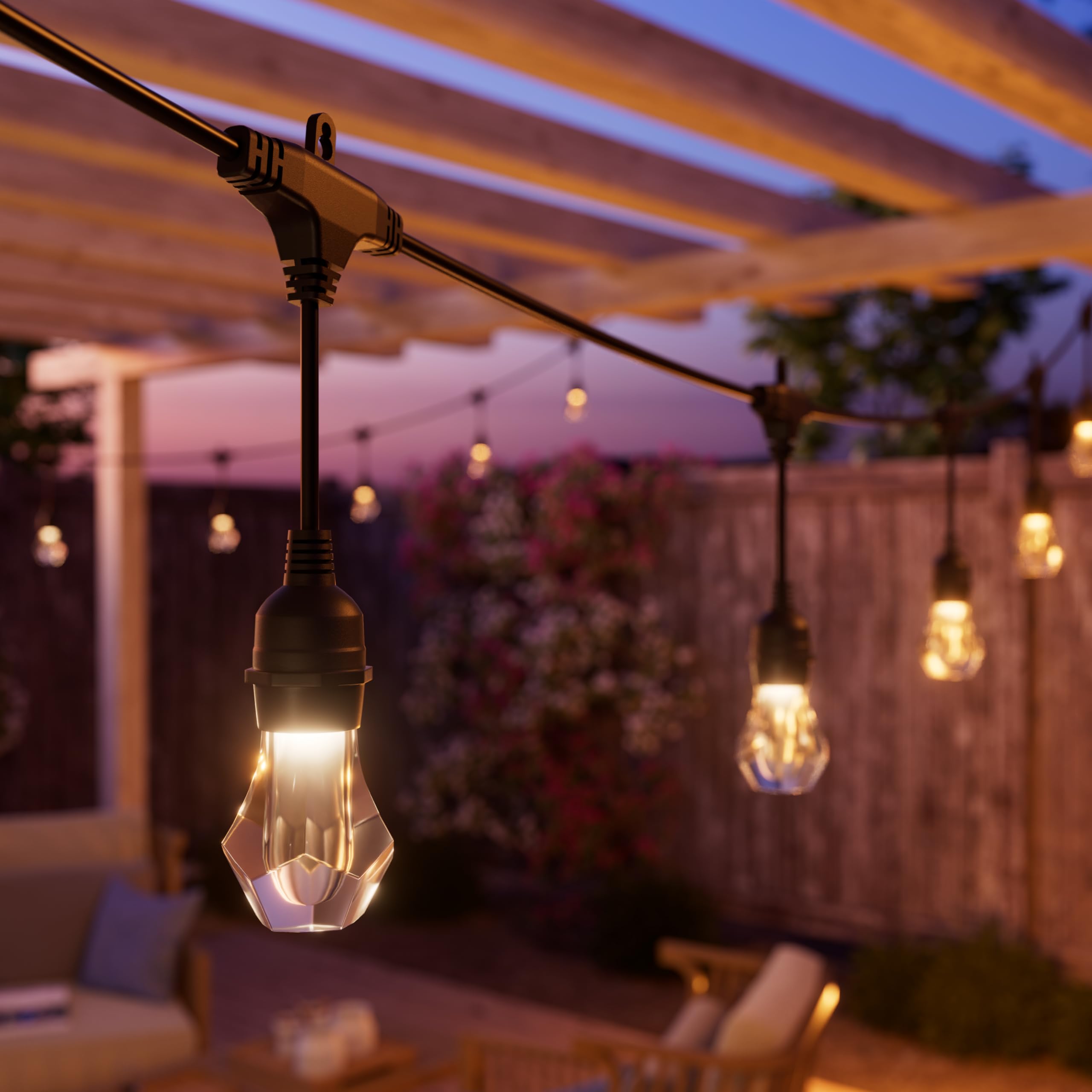 nanoleaf Matter Essentials, łańcuch świetlny zewnętrzny zestaw startowy 15 M LED RGBICW, 16 m kolorów, IP65, wodoodporny, 20 inteligentnych żarówek LED, WiFi Bluetooth Matter, do ogrodu