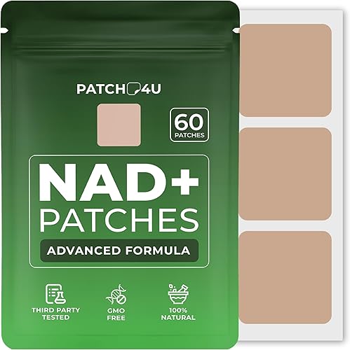 Parches NAD para mujeres y hombres  Parche NAD+ para energía y envejecimiento saludable  con CoQ10 y nicotinamida  Suministro para 60 días