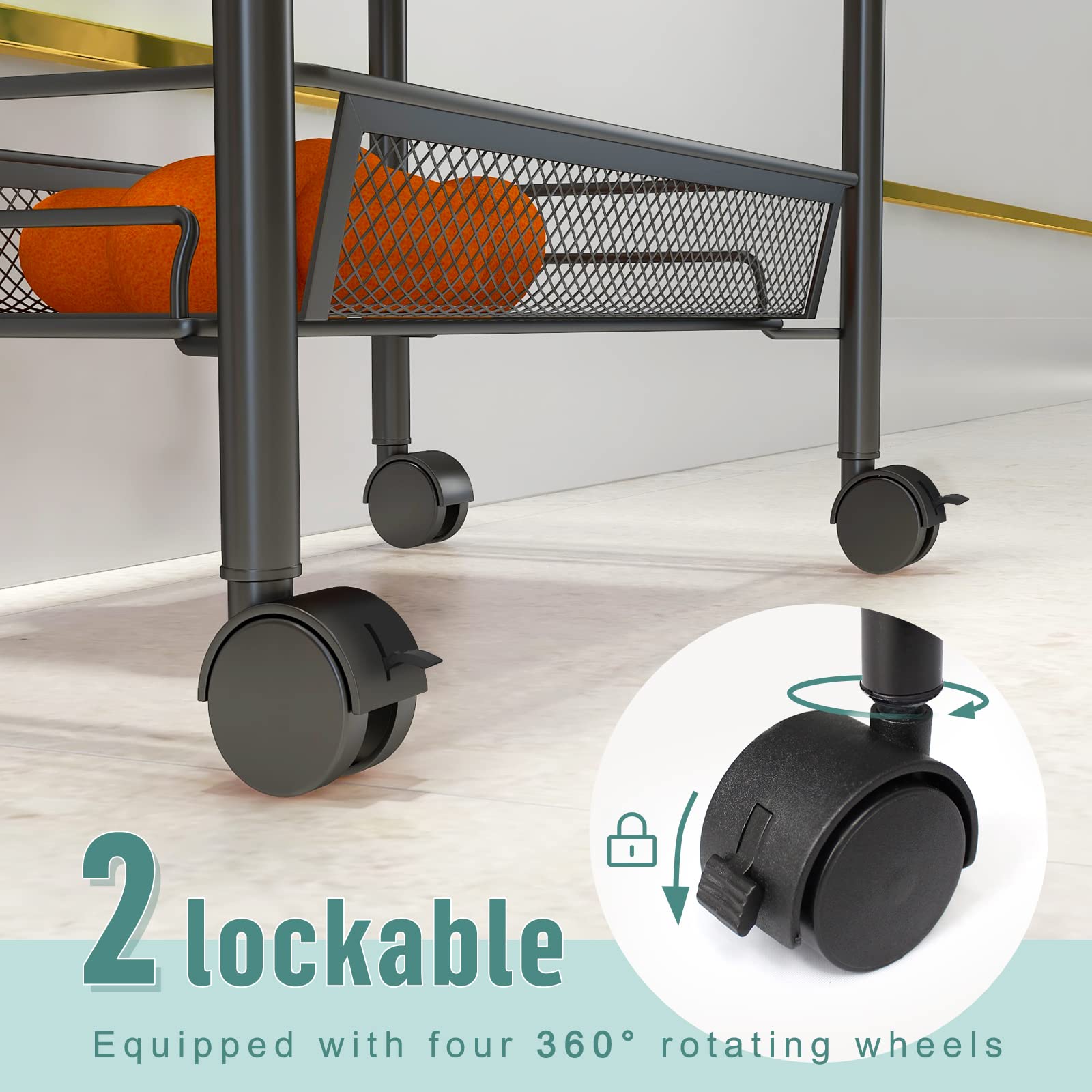 Carrello Portaoggetti 3 Livelli - Con Ruote, Per Cucina, Camera O Ufficio - Foto 9