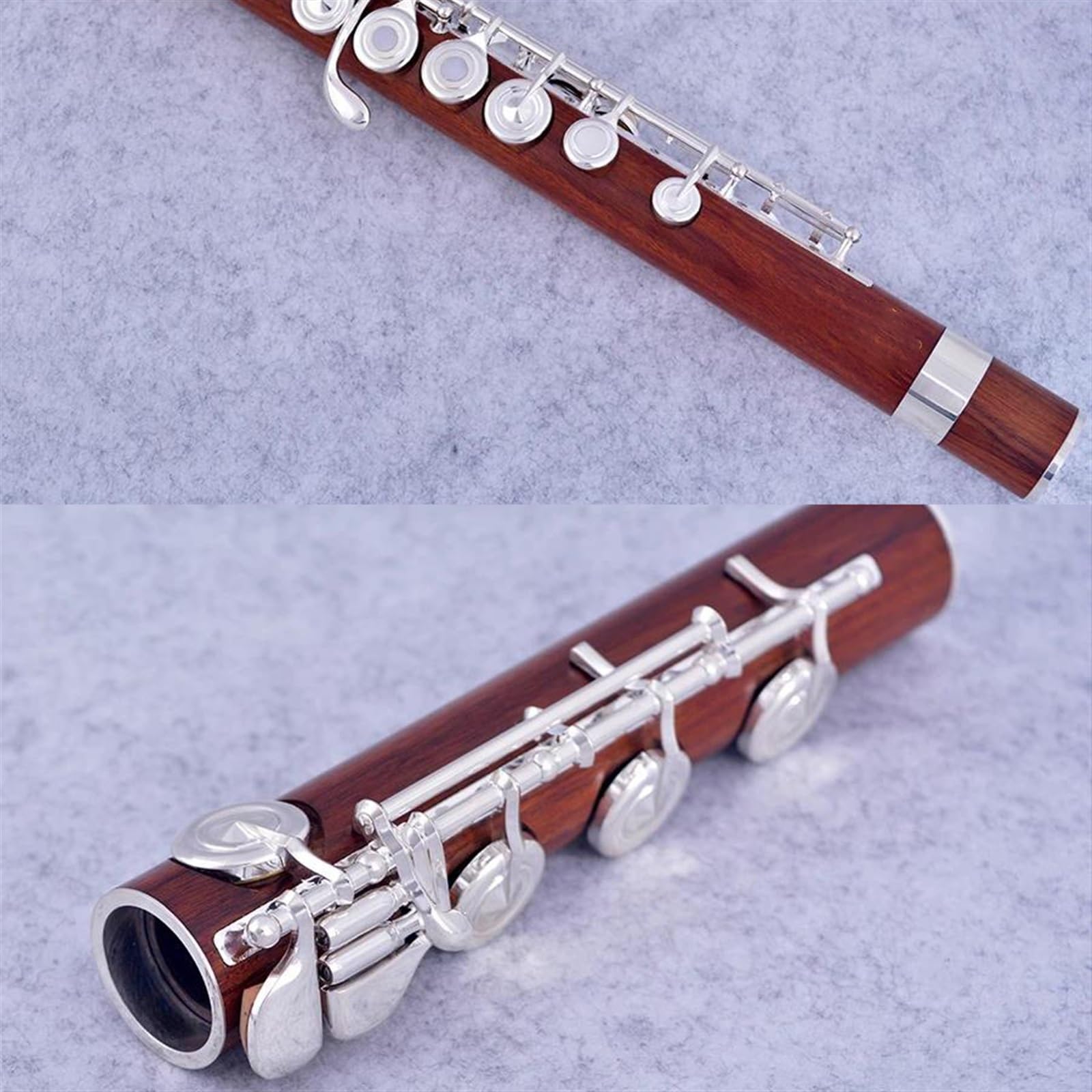 Flauto A 17 Fori Aperti In Sequoia/ebano Placcato Argento Con Chiave E In Palissandro Professionale(Rosewood)