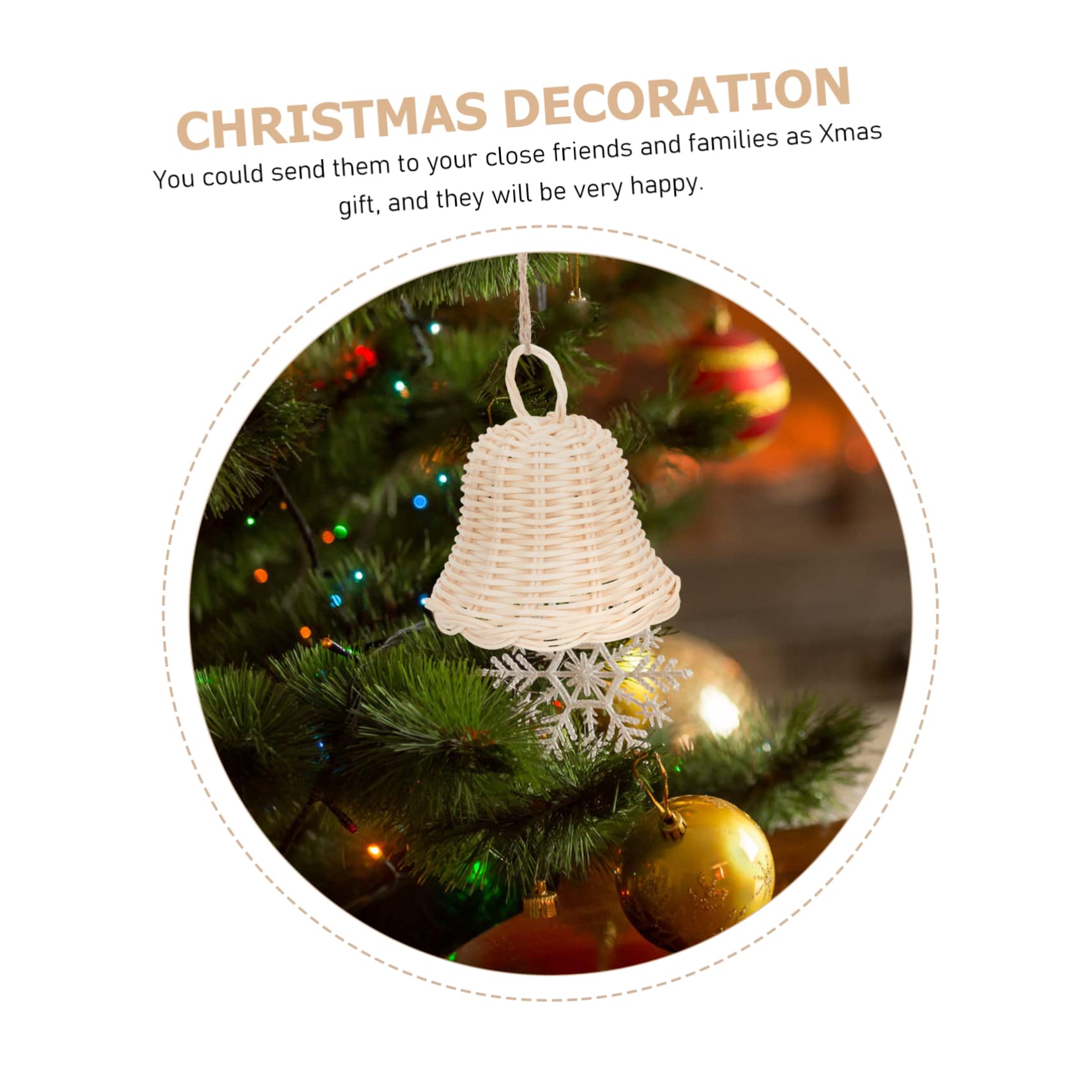 PRETYZOOM 3 Pezzi Di Ornamenti Natalizi A Forma Di Campana Ciondolo Natalizio in Rattan Intrecciato Ciondolo Per Albero Di Natale Decorazione A Forma Di Campana