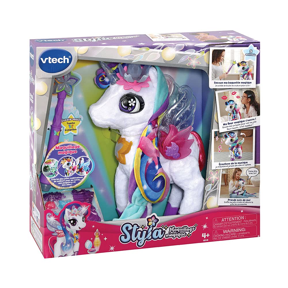 VTech Styla, Ma Unicorno Trucco Magico, Peluche Unicorno Interactive - Dati 4 Anni
