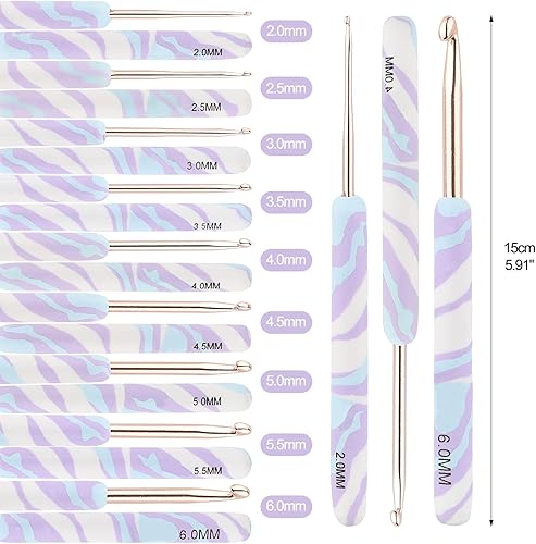 Miniatura 5 de Coopay Kit de ganchos de ganchillo cálidos para principiantes, 9 piezas de agujas de ganchillo de aluminio y Coopay 12 tamaños de ganchos de