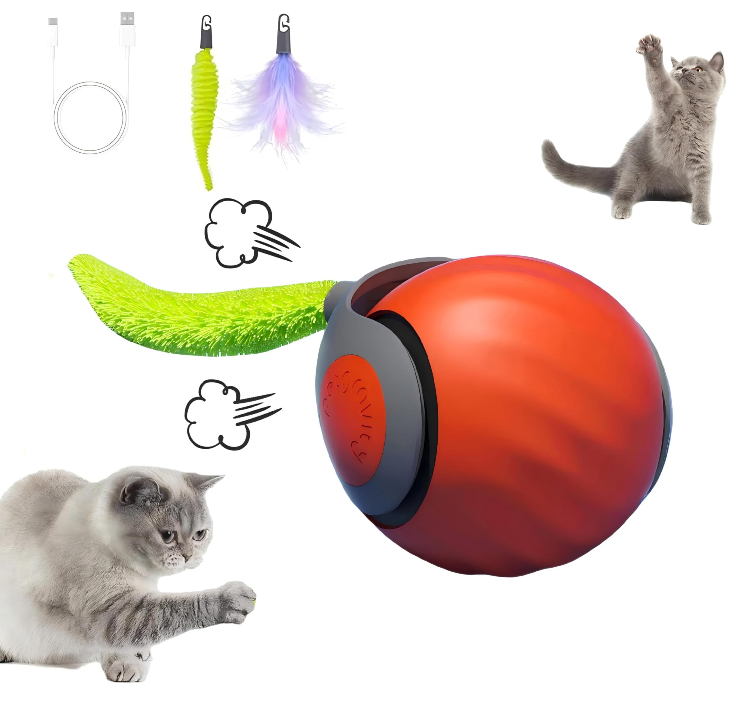 FXiaoy Juguetes para gatos versión 3.0 actualizados, bola interactiva inteligente para gatos aburridos de interior, juguete de rompecabezas de bola rodante automática 3.0, persecución electrónica de