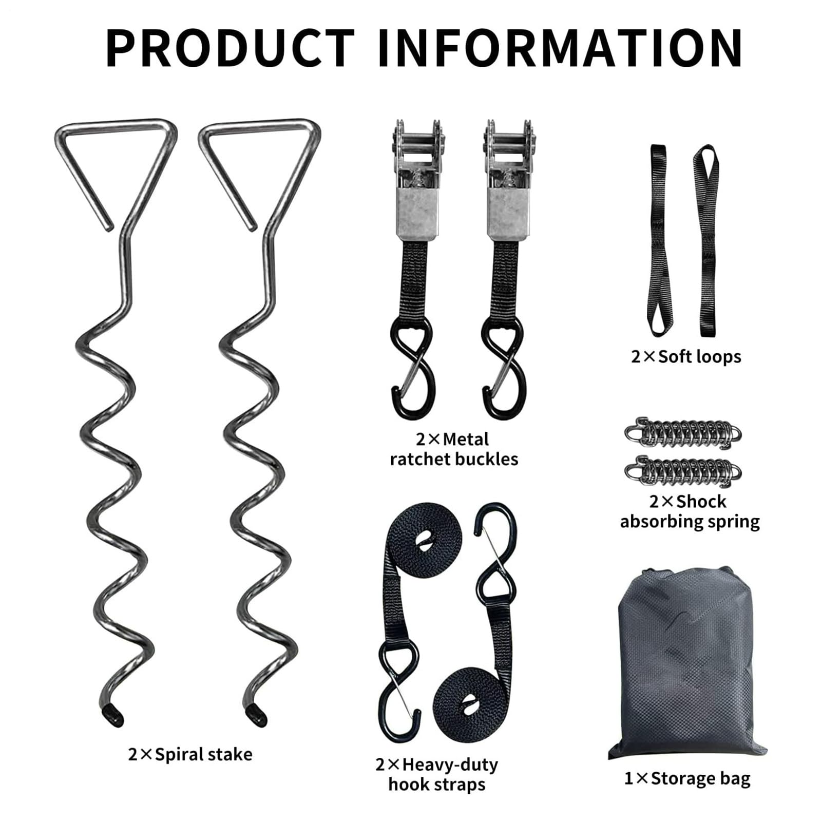 Kit di Ancoraggio Cinturini e Pioli per Tendalino Borsa Di Stoccaggio | Tendoni Prolunga La Durata Della Tenda Per Tendoni, Trampolino, Teli, Picnic, Barbecue E Raduni