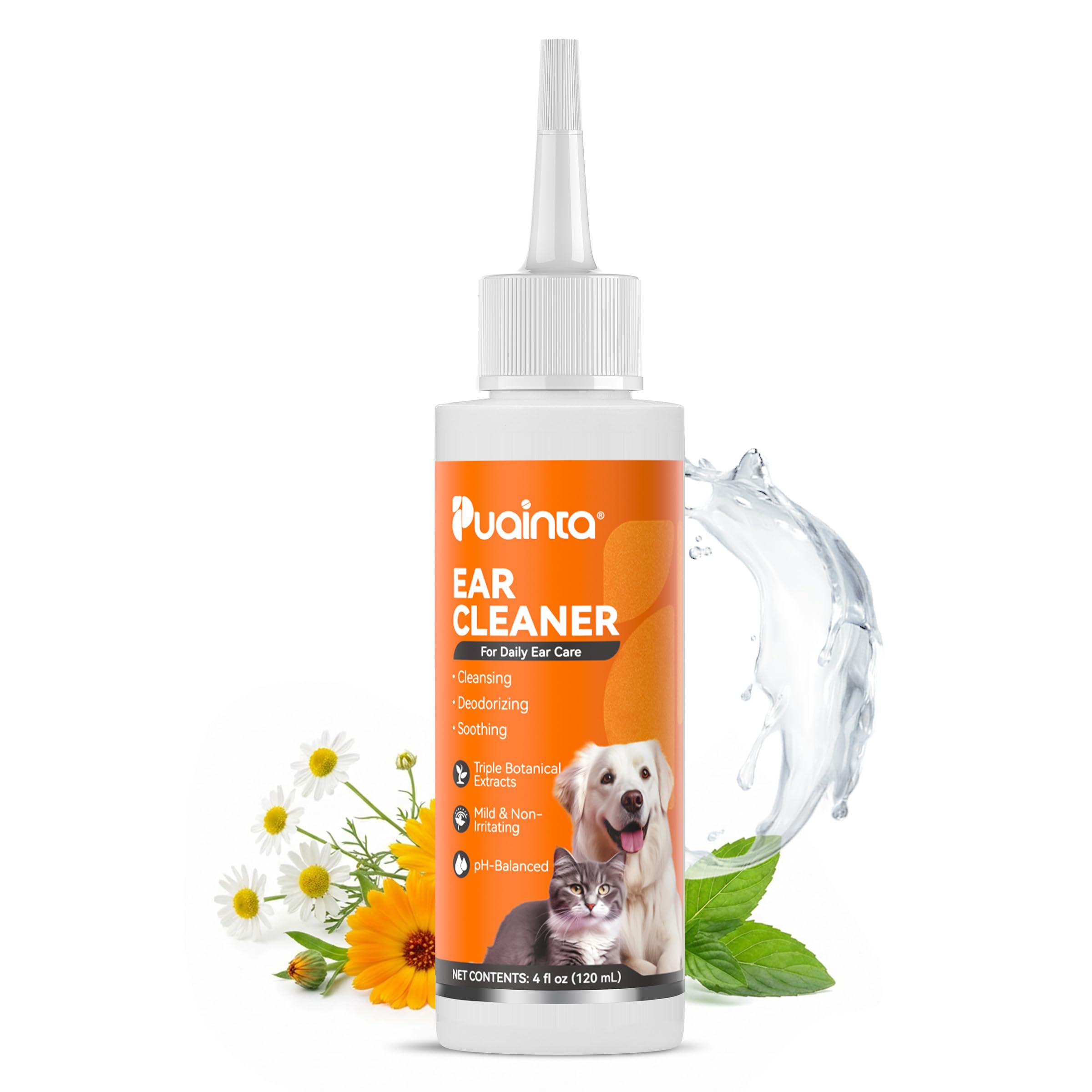 Dog Ear Cleaner Solution - Alcohol-Free Ear Wash with Quantum Silver & Witch Hazel - Soothes Itch, Removes Wax & Odor - Gentle Daily Flush for Dogs & Cats (4 oz)