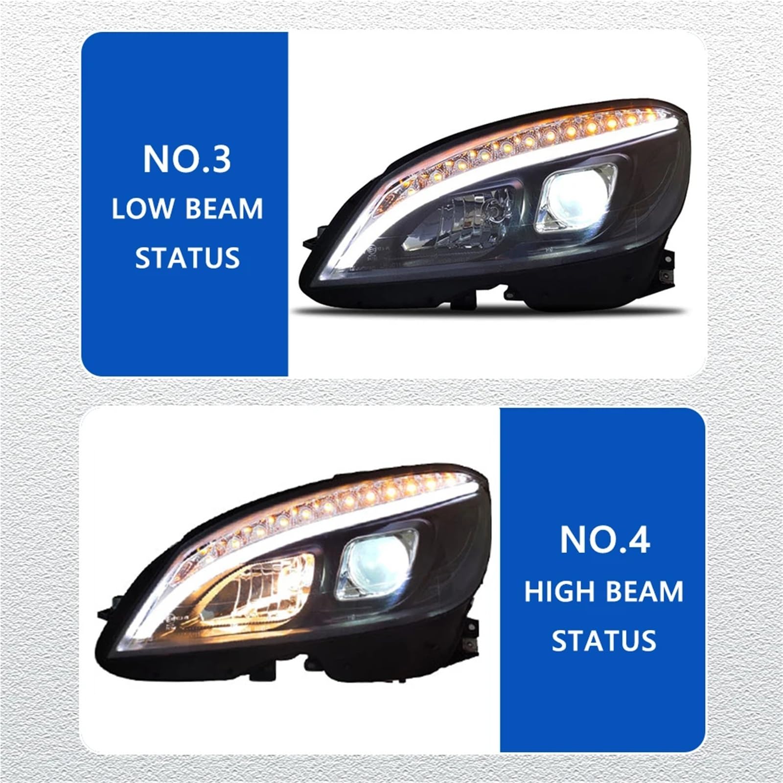Pasuje do Merc//edes W204 07-11 EMARK Led DRL reflektor samochodowy montaż sygnału akcesoria samochodowe zmodyfikowana lampa reflektory LED(Low led high halogen)