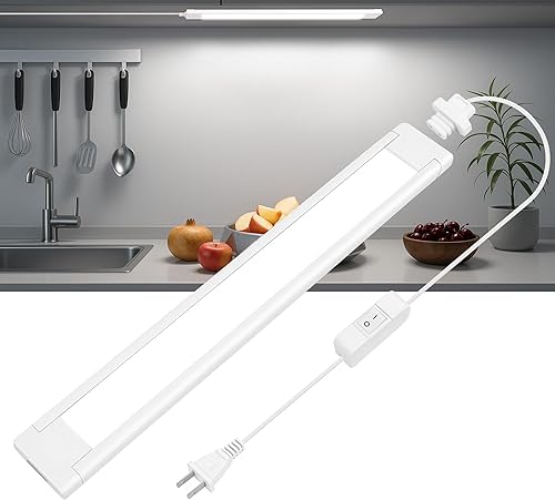 maylit Barra de luz LED ultra brillante enlazable de 14 pulgadas, lámpara apta para inquilinos, luces interiores con cable para armario de cocina,
