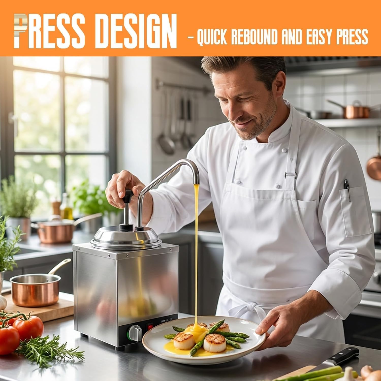 Nacho - Dispenser per salse al formaggio, capacità 2 l, temperatura regolabile da 30 a 85 °C, ideale per uso commerciale, perfetto per servire fondente caldo e salsa di formaggio
