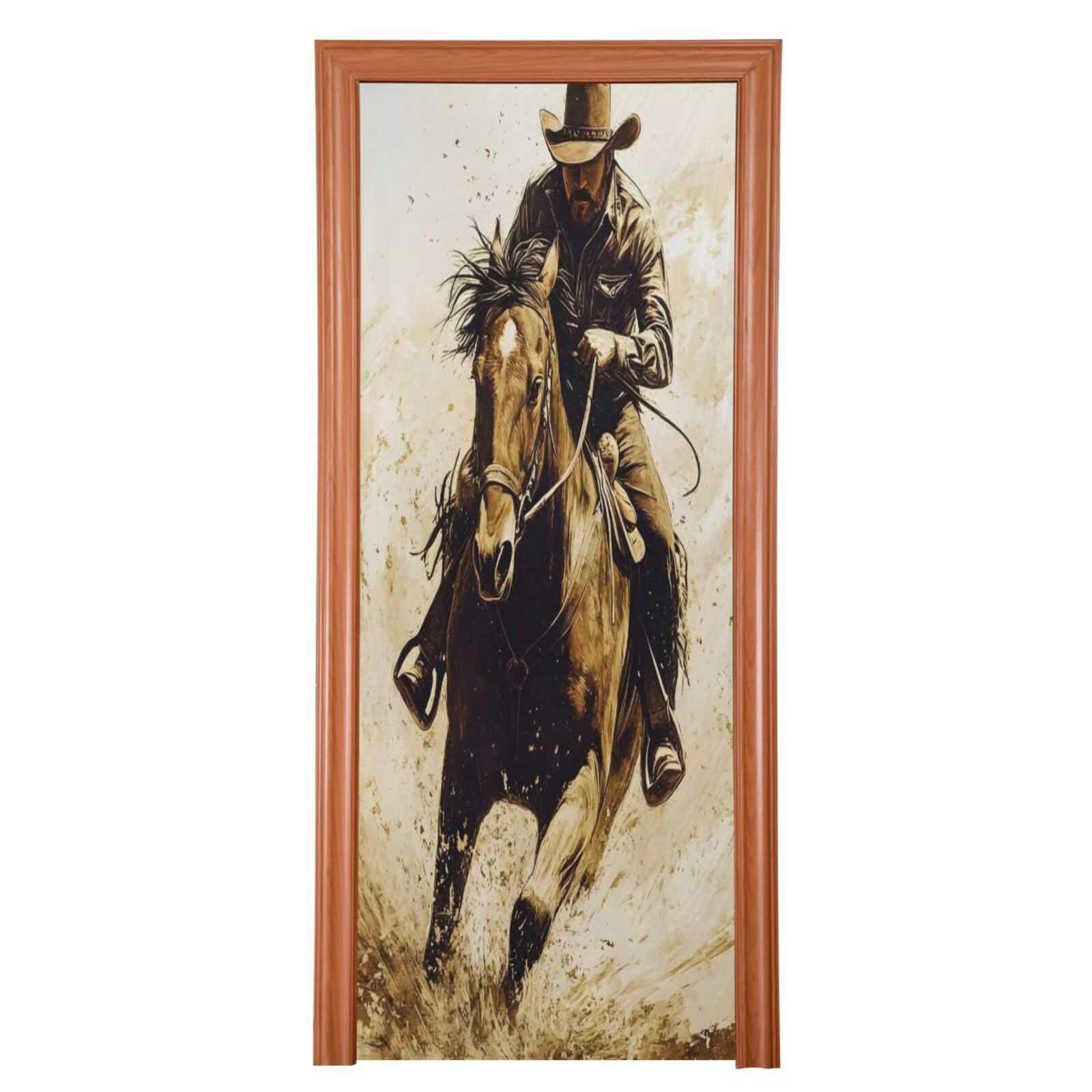 FLildon Running Western Cowboy Door Cover Decoration, Party Accessory Porch Decor for Festive Ornament Room Door Covers 32 x 79 Inch