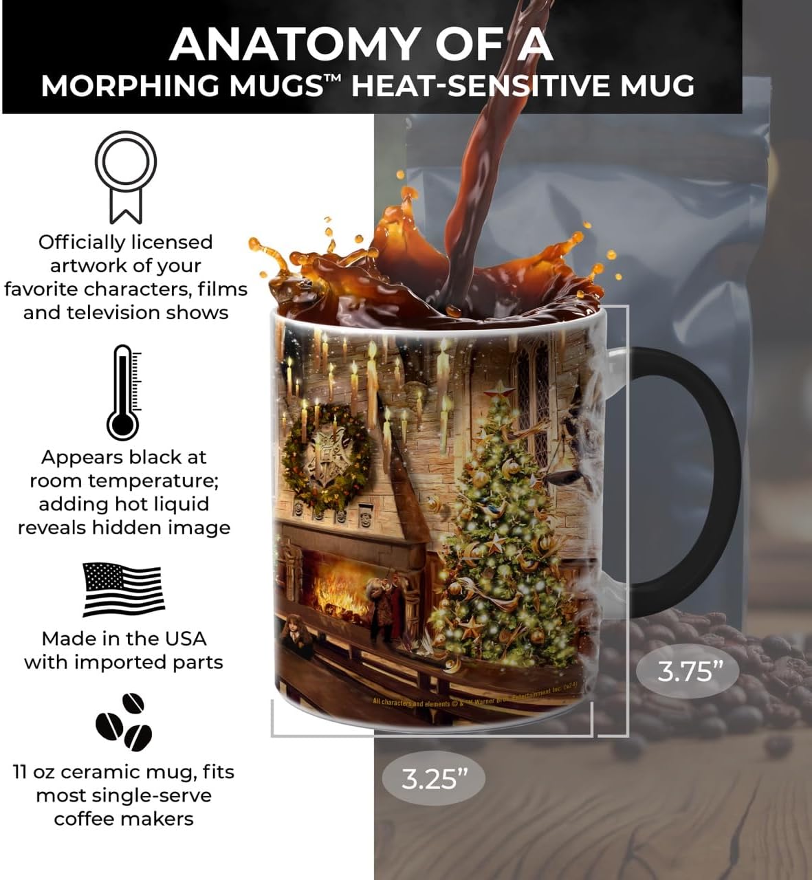 Morphing Mugs Harry Potter – Great Hall –Thomas Kinkade Studios – 11 oz Heat Sensitive Mug – Ceramic Color Changing Coffee Tea Mug MMUG1669 - Image 9