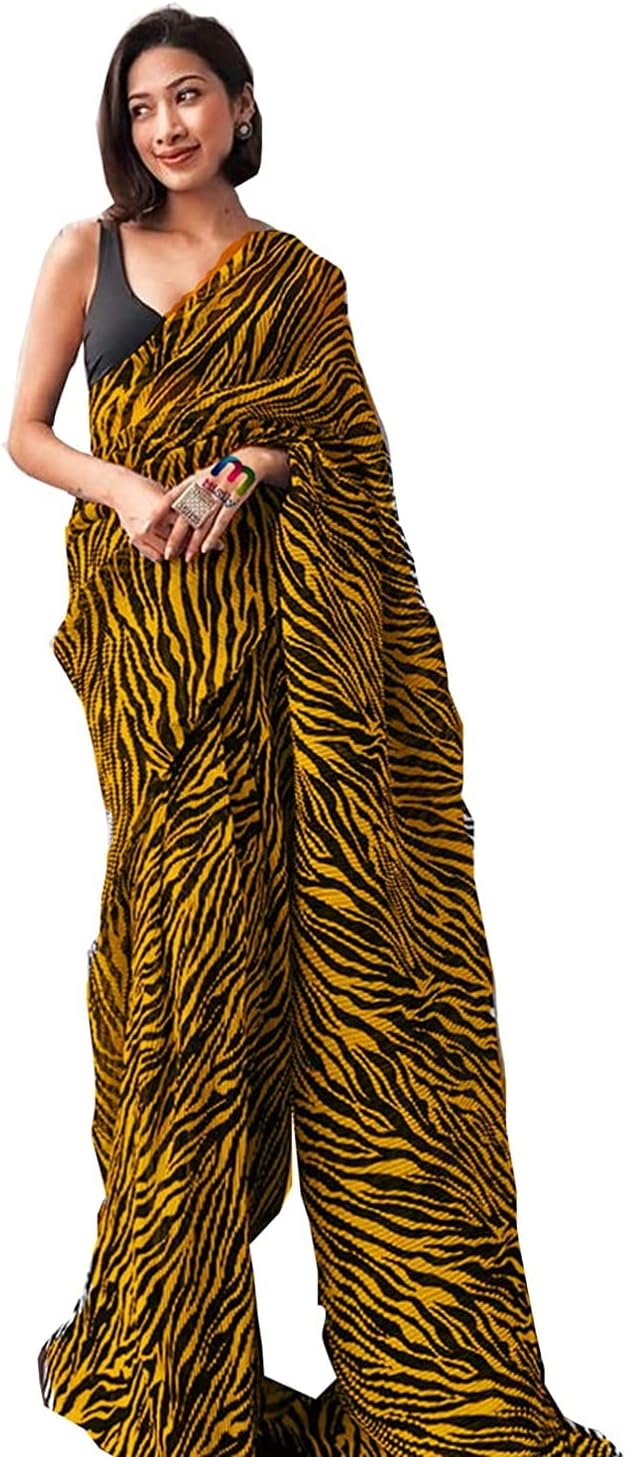 Shiv Textiles Georgette Geometric Saree for Women - Festival Wear (Multicolor)