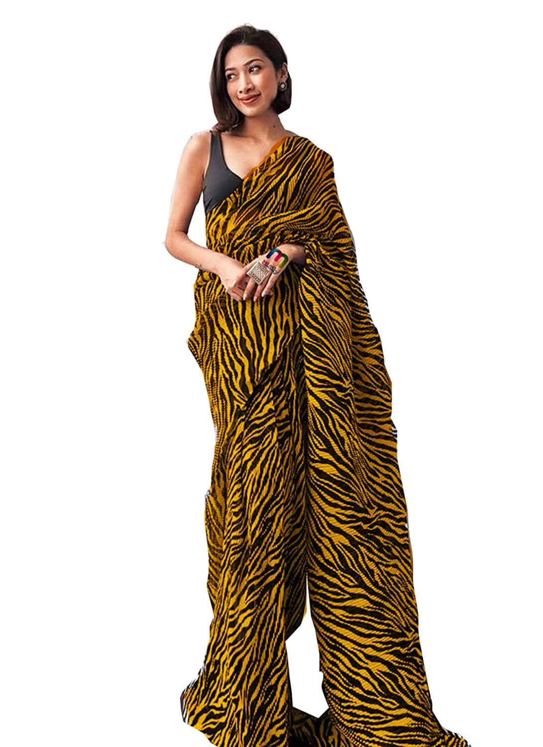 Shiv Textiles Women's Pure Georgette Saree With Blouse Piece