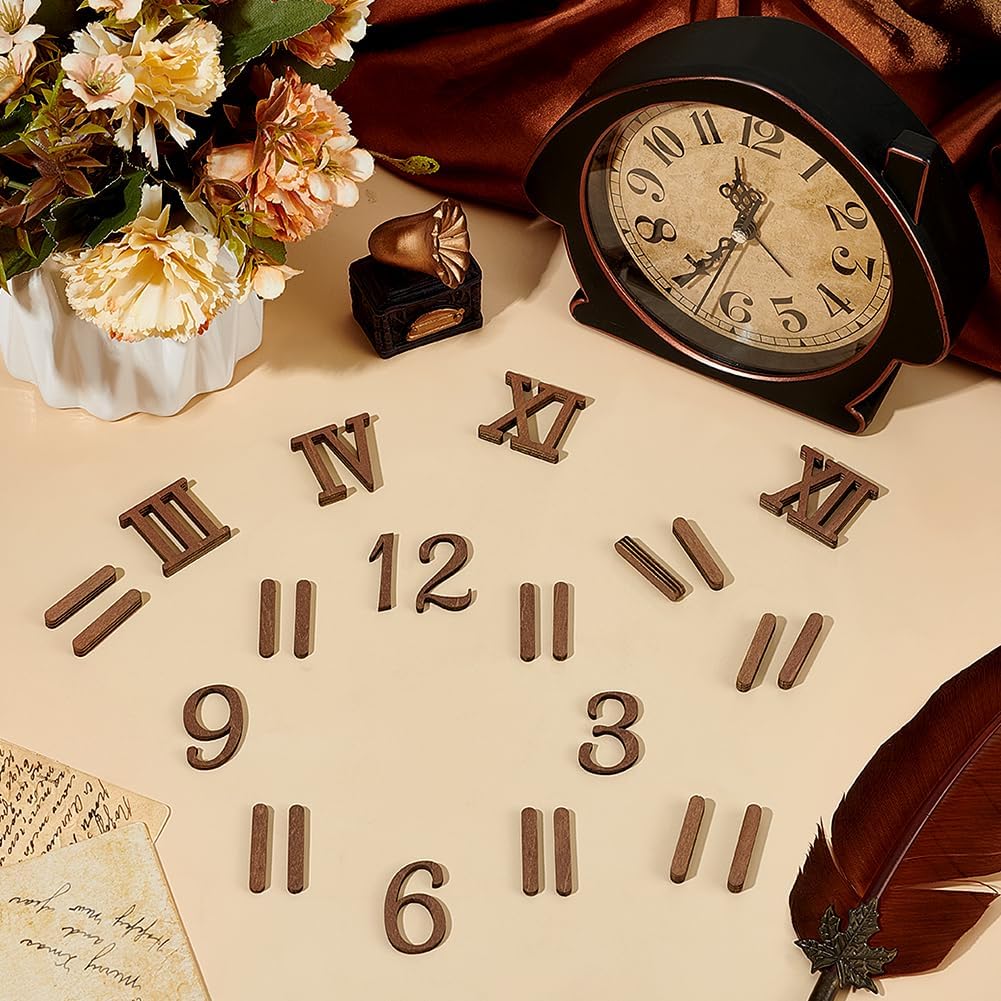 BENECREAT 2 Styles Clock Numerals Kit, 2 Sets Clock Replacement Numbers, Including Arabic and Roman Numbers, Repairing Accessories for DIY Digital Clock Home Art Decor