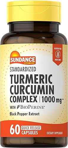 Sundance Complejo de curcumina de cúrcuma de 1000 mg | 60 cápsulas | con BioPerine | Suplemento sin OMG y sin gluten