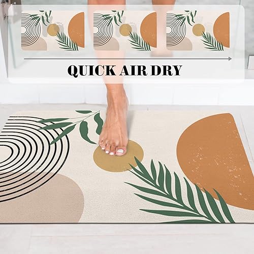 Miniatura 2 de Tapetes de baño antideslizantes abstractos bohemios, súper absorbentes, de secado rápido, tierra de diatomeas ultrafinas, para debajo de la puerta,