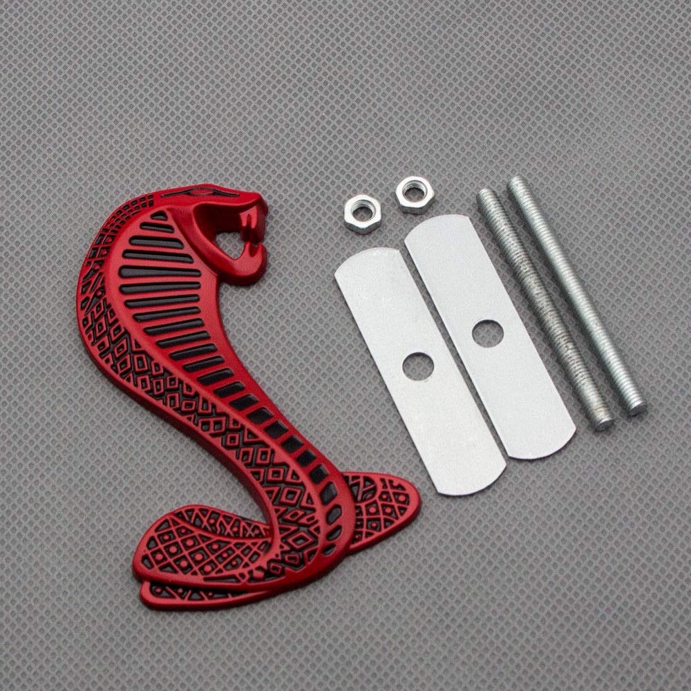 Buy 3D Red Metal Fang Cobra Snake Front Grille Emblem Badge for Mustang