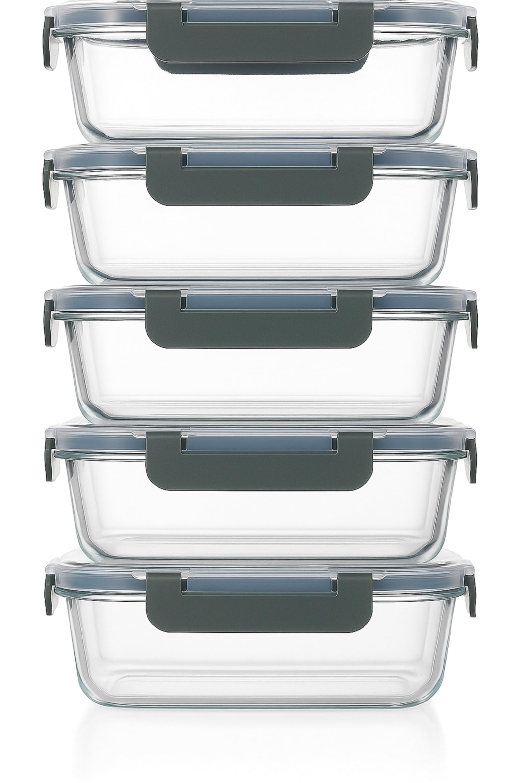 Visario Glas Frischhaltedosen 5er Set – 5× 370 ml | Kleine Glasbehälter mit Deckel | Borosilikatglas | Luftdicht & auslaufsicher | BPA-frei | Mikrowelle, Ofen & Spülmaschine geeignet
