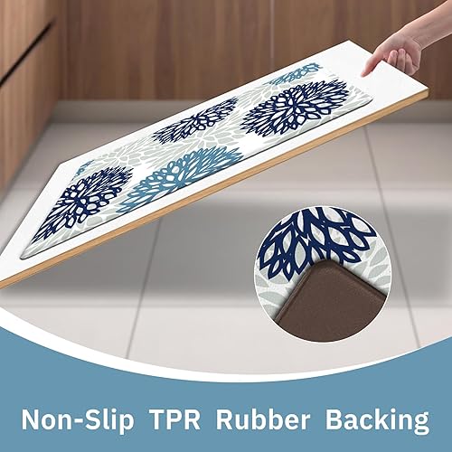 Miniatura 3 de Juego de 2 tapetes de cocina acolchados antifatiga, antideslizantes, impermeables, tapete de cocina de espuma viscoelástica, tapete cómodo para