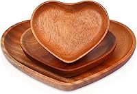 Vista 10 de VieWood Juego de 2 platos de madera con forma de corazón, platos clásicos irrompibles, fáciles de limpiar y ligeros para platos, aperitivos, postres