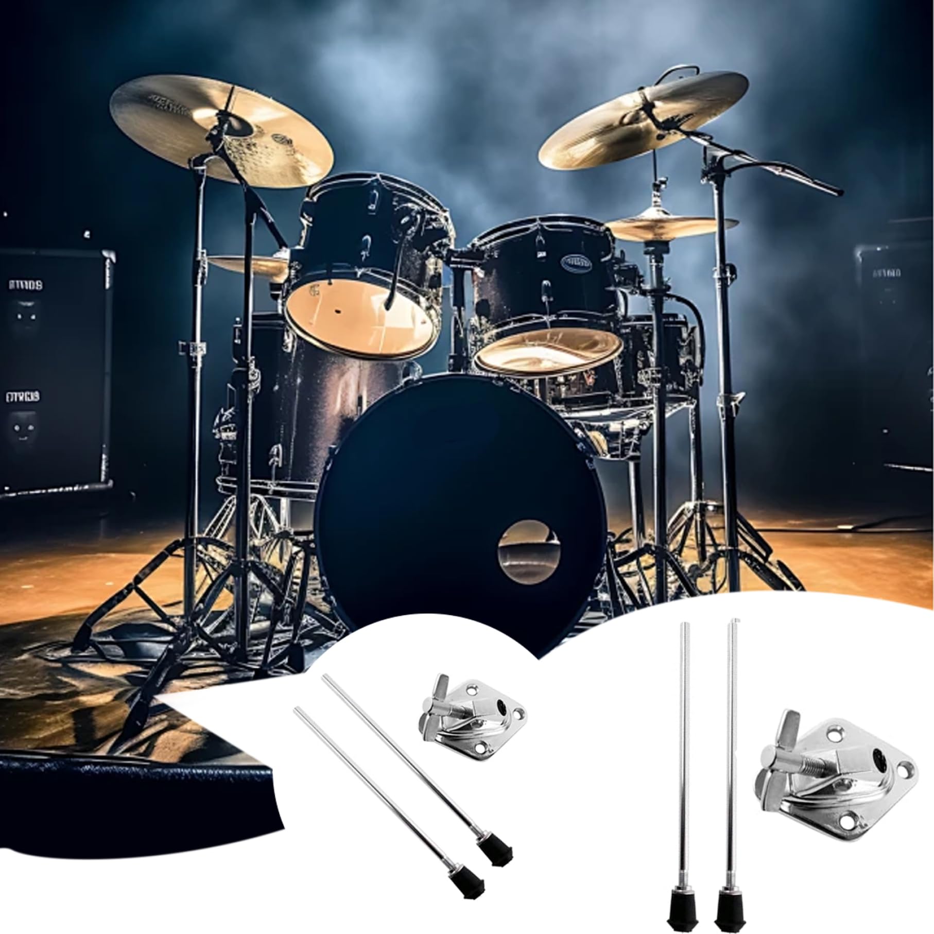 2 PCS Pattes Floor Tom 19 Pouces + Base - Supports Batterie Métal Antidérapants Pour Grosse Caisse Et Tom