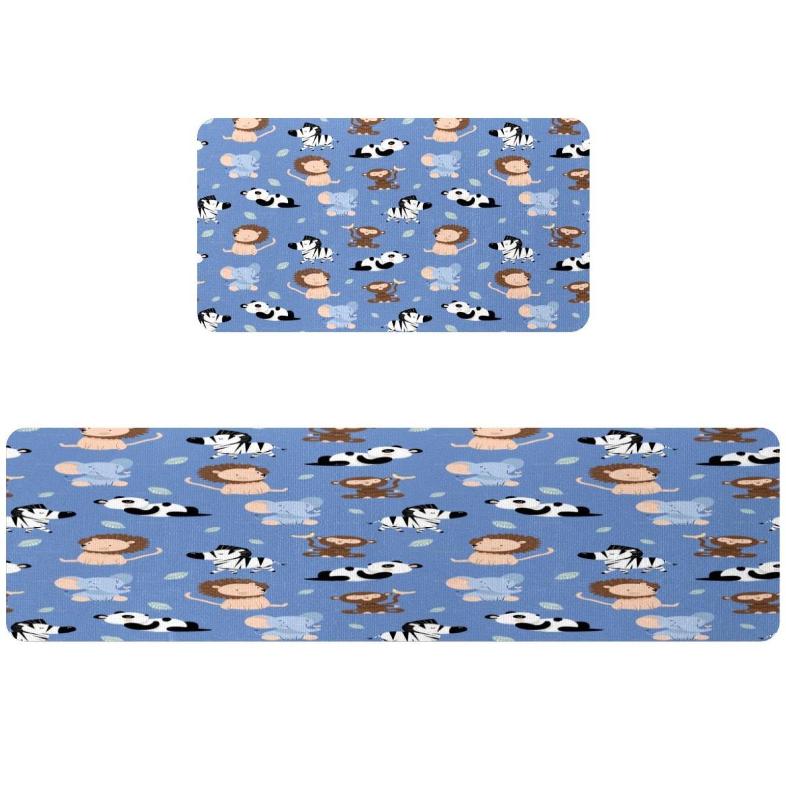 Tapis de cuisine lot de 2 animaux de la jungle lavables